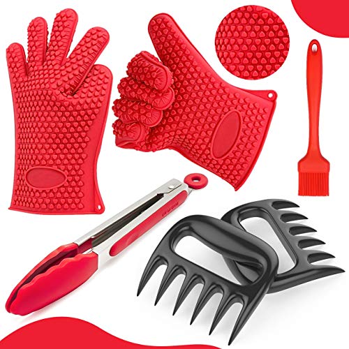 Heat Resistant Bbq Gloves Meat Shredder Claws|your Best Buyz|pulled Pork Shredder Claws (4pc Combo Set):silicone Bbq Gloves,bear Claws,basting Brush,bbq Tongs|cooking, Grilling,smoker,outdoor & Indoor