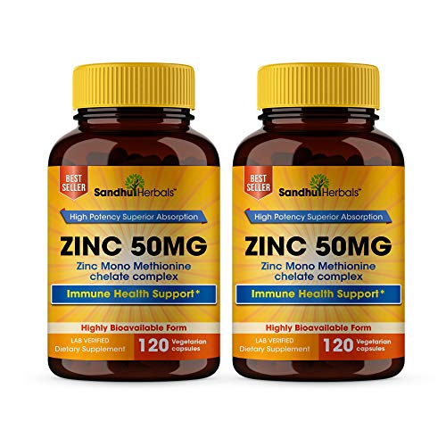 High Potency Zinc 50mg Highly Absorbable Immune Support Booster, Best Zinc For Adults Zinc Pills Offer High Potency Alternative To Lozenge, Chewable Tablets, Liquid(8 Month Supply) 2 Pack