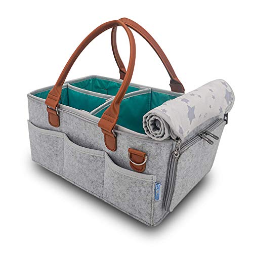 Home For Each Diaper Caddy Organizer Portable Baby Nappy Storage Bag With A Roll Lid And Removable Dividers Best For Nursery, Changing Table, Car Travel Friendly Station For Infant Essentials