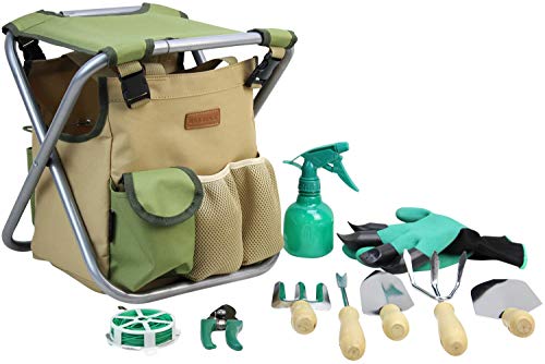 Inno Stage 10 Piece Gardening Hand Tools Set With Garden Storage Tote Bag And Seat Best Garden Tools Kit Organizer