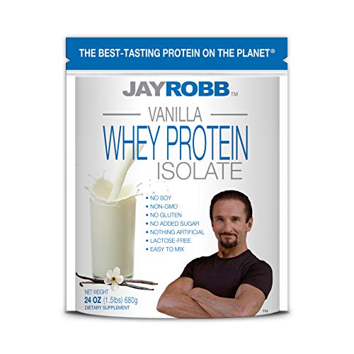 Jay Robb Whey Vanilla Isolate Protein Powder, Low Carb, Keto, Vegetarian, Gluten Free, Lactose Free, No Sugar Added, No Fat, No Soy, Nothing Artificial, Non Gmo, Best Tasting (24 Oz)