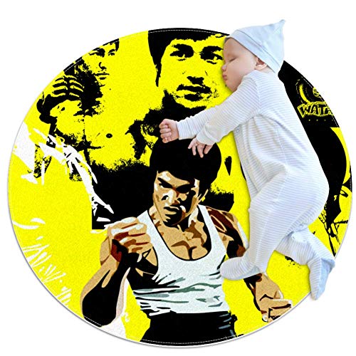 Kung Fu Man Nursery Round Rug For Kids Room Soft And Smooth Suede Surface Non Slip Castle Tent Game Mat Best Gift For Your Kids 3feet 4inch