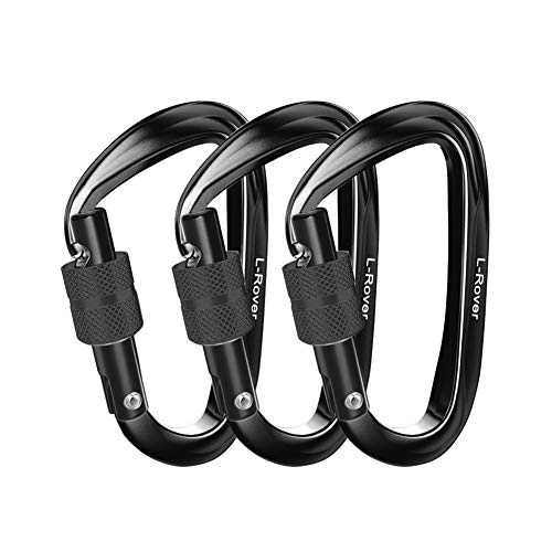 L Rover The Best Ultra Sturdy Locking Carabiner Clips, Heavy Duty Caribeaners, X3/12kn/2645 Pound Rating For Hammocks, Swing,locking Dog Leash And Harness, Camping, Key Chains,hiking & Utility