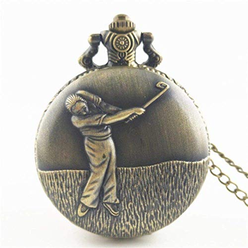 Lnddp Vintage Pocket Watch, Playing Golf Vintage Antique Round Dial Quartz Pocket Watch Necklace Pendant Clock For Mens Womens Best Gifts
