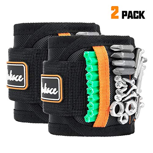 Magnetic Wristband, Tool Belts With 15 Strong Magnets For Holding Screws, Nails, Drill Bits Best Tool Organizers Tool Holsters For Diy Handyman, Father/dad, Husband, Boyfriend, Men, Women 2 Pack