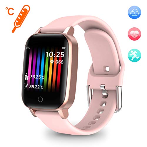 Morefit Heed Fitness Watches For Women, Heart Rate Fitness Activity Tracker Smart Watch With Body Temperature Measurement Step Calorie Coutner Sleep Tracker, Best Fitness Gift For Mother Lover Friends