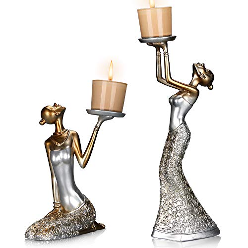 Mrealgal Antique Beauty Decorative Candle Holders,set Of 2 Functional Coffee Table Decorations Centerpieces For Dining/living Room Best Wedding/birthday (white, Small)