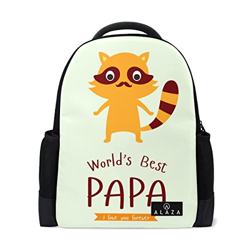 My Daily Worlds Best Papa Cute Raccoon Backpack 14 Inch Laptop Daypack Bookbag For Travel College School