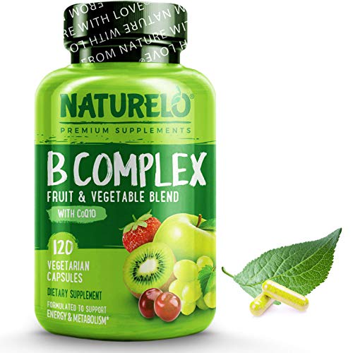 Naturelo B Complex Whole Food With Vitamin B6, Folate, B12, Biotin Vegan Vegetarian Best Natural Supplement For Energy And Stress High Potency Non Gmo Gluten Free 120 Capsules