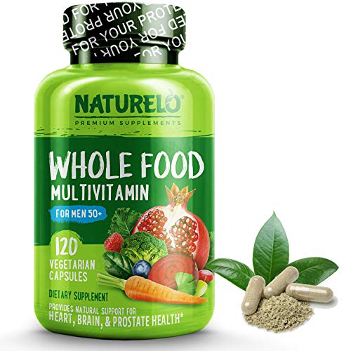 Naturelo Whole Food Multivitamin For Men 50+ With Natural Vitamins, Minerals, Organic Extracts Vegan Vegetarian Best For Energy, Brain, Heart And Eye Health 120 Capsules