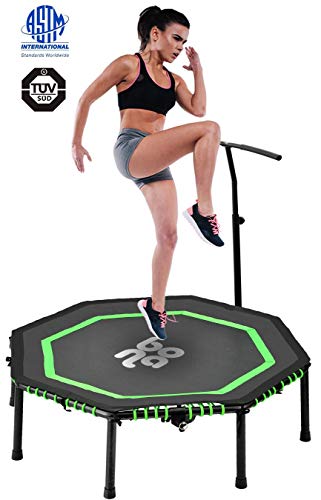 Newbona Rebounders mini Trampolines for Adults With Adjustable Handrail Bar Best Urban Cardio Jump Fitness Workout Trainer – Max Limit 265 Lbs(green)