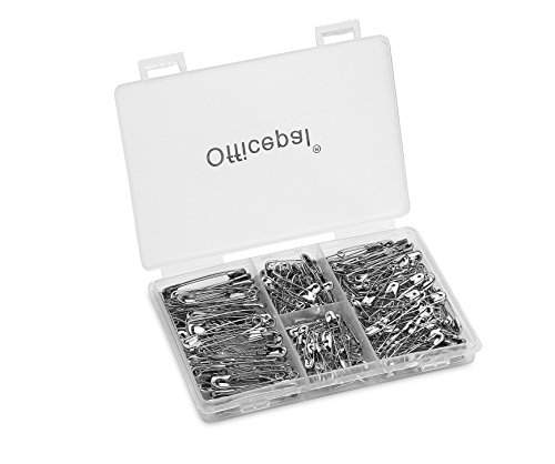 Officepal Premium Quality 4 Size Pack Of Safety Pins Top 250 Count – Durable, Rust Resistant Nickel Plated Steel Set Best Sewing Accessories Kit For Baby Clothing, Crafts, Arts (4 Size In 1 No.002)
