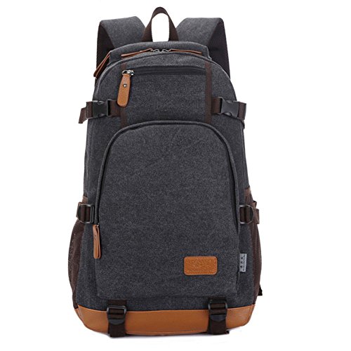 Outdoor Men Rucksack Canvas Hiking Laptop School Backpack Shoulder Satchel Bag, Beauty Is Everywhere, With This Bag Is Your Choice, Also The Best Gift Gift Friends.(black)