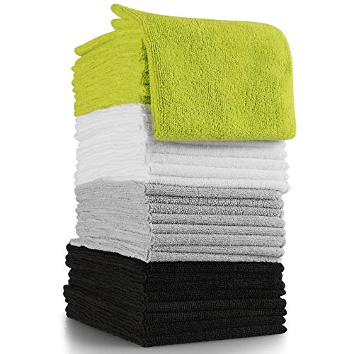 Oxgord Microfiber Cleaning Cloth 32 Pack Of Thick, Lint Free Soft Towels Best For Car Wash, Home Multi Use, Kitchen Counter & Eye Glasses Etc. Re Washable Micro Fiber Rags Household Cleaner Supplies