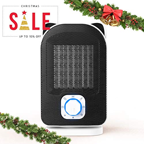 Plustore Space Heater, 110v Mini Electric Ceramic Heater, 5w/650w/1500w Portable Indoor Heater For Home Office, Hot Cool Fan With Adjustable Thermostat, Rotates 60°, Best Gift For Winter