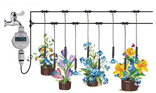 Pots De Fleurs Solar Irrigation Water Timer Best For Watering Garden Lawn & Outdoor, Solar Panel For Extra Battery Life, Attach To Hose & Faucet, Lcd With Multi Programmable Settings