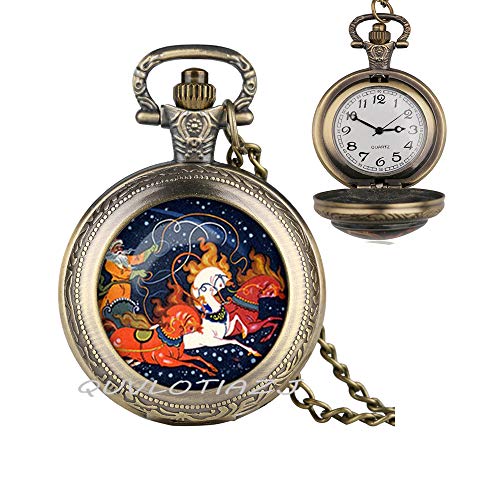 Quvlotiazj Christmas Pocket Watch Necklace,christmas Horse Jewelry,russian Christmas Art Pendant,best Friend Pocket Watch Necklace,simple Pocket Watch Necklace,everyday Pocket Watch Necklace,ot228