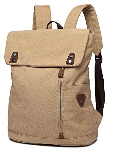 Scioltoo Canvas Leather Backpack Vintage Laptop Book Bag Women's Backpack Purse High Best Capacity Casual Traveling Backpack For Men And Women Khaki A Khaki