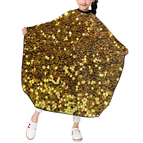 Slhfpx Best Gold Glitter Kids Barber Cape Hairdressing Haircut Salon Styling Polyester Smock Cover Waterproof Shampoo & Cutting Household Capes With Snap Closure For Boys/girls/toddler/child