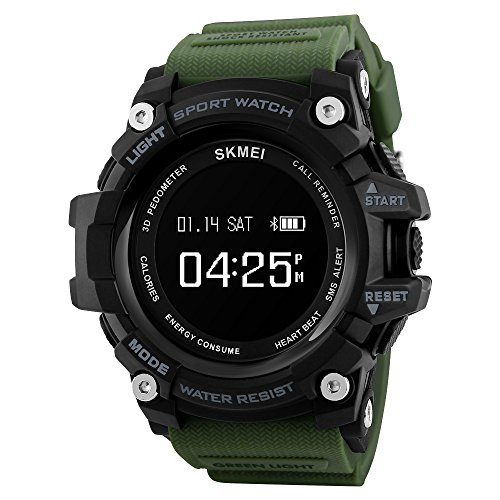 Smart Watch Sports Bluetooth Watch Pedometer Fitness Tracker Wearable Technology Waterproof Remote Camera Running Equipment For Android And Ios Smartphones Best Choice For Men And Boys (army Green)