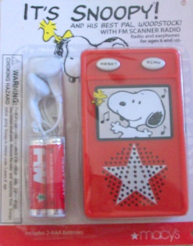 Snoopy And His Best Pal Woodstock Fm Scanner Radio With Earphones