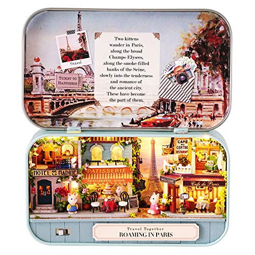 Spilay Dollhouse Miniature With Furniture,diy Dollhouse Kit Mini Iron Box Theater,1:24 Scale Creative Room Toys Best Birthday Gift For Adults And Teenagers (roaming In Paris) Q12 2020