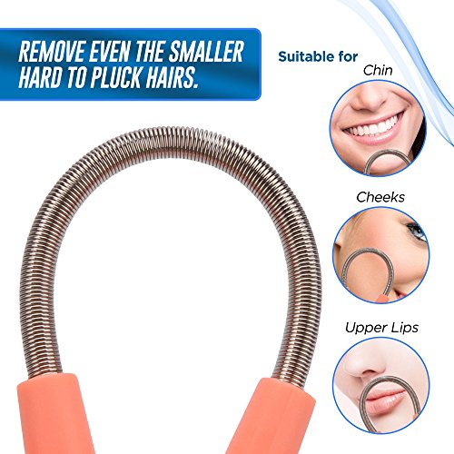 Spring Facial Hair Remover – Best For Quick & Easy Hair Removal From Roots. Portable & Effective Manual Epilator Stick For Men & Women. Natural Beauty Tool Skip Waxing, Shaving, Bleaching.