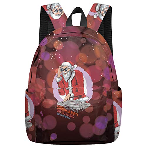 Student College Backpack,shoulder Bookbags,travel Backpack,laptop Bag,dj Santa Claus (15.7x11.8x6.7in) Best Backpacks For Teen Boys And Girls
