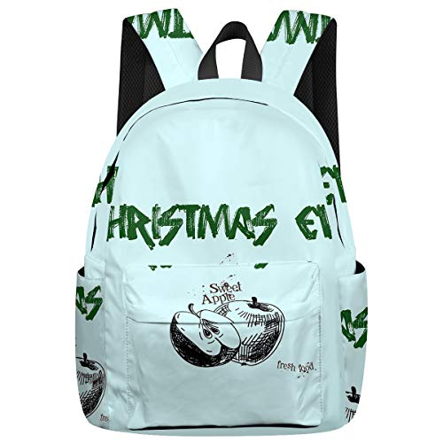 Student College Backpack,shoulder Bookbags,travel Backpack,laptop Bag,christmas Eve Hand Painted Apple (15.7x11.8x6.7in) Best Backpacks For Teen Boys And Girls