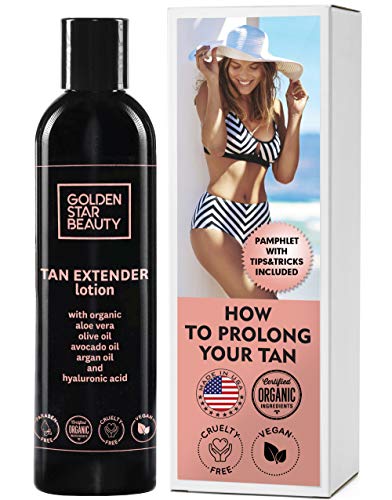 Tan Extender Daily Moisturizer Best After Tanning Lotion W/organic Oils And Hyaluronic Acid To Extend Your Tan From Sunless Tanner, Spray Tan, Sun Or Tanning Bed 8.0 Fl.oz. Free Booklet Included