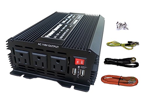 Tektrum 1500w Power Inverter 12v Dc To 110v Ac, 3 Ac Outlets, 2 Usb Ports, Intelligent Cooling Fan, Battery Cables Best For Computer, Laptop, Fan, Tv, Mini Fridge, Window A/c, Smart Phone