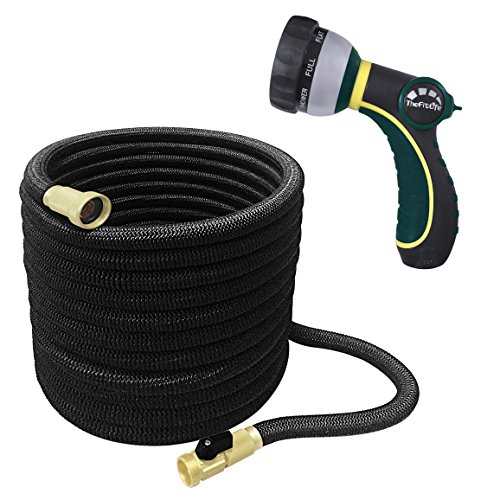 Thefitlife Best Expandable Garden Hose 25/50/75/100 Feet Strongest Triple Core Latex And Solid Brass Fittings Free Spray Nozzle 3/4 Usa Standard Easy Storage Kink Free Flexible Water Hose(75 Feet)