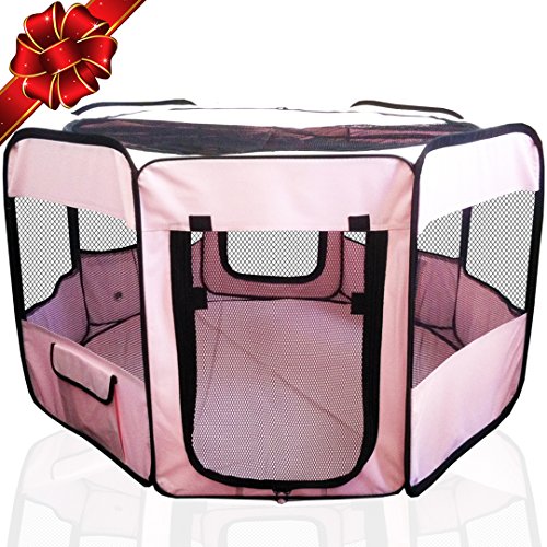 Toysopoly Portable Pet Playpen Puppy Kennel Best For Small And Medium Size Dogs And Cats Simple Folding Design For Easy Storage (pink)