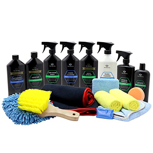 Trinova Car Wash Kit Complete Detailing Bundle Best For Washing Car, Truck, Suv. Accessories Included Shammy, Glove, Claybar, Applicator, Towel, Microfiber, Brush. All Amazing Supplies. 19 Pieces