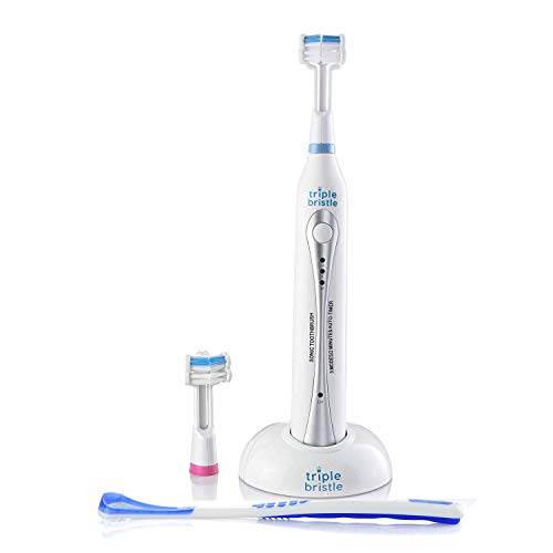 Triple Bristle Best Sonic Electric Toothbrush Whiter Teeth & Brighter Smile Rechargeable 31,000 Vpm Tooth Brush Is Unique & Patented 3 Brush Head Design Perfect Angle Bristles Clean Each Tooth