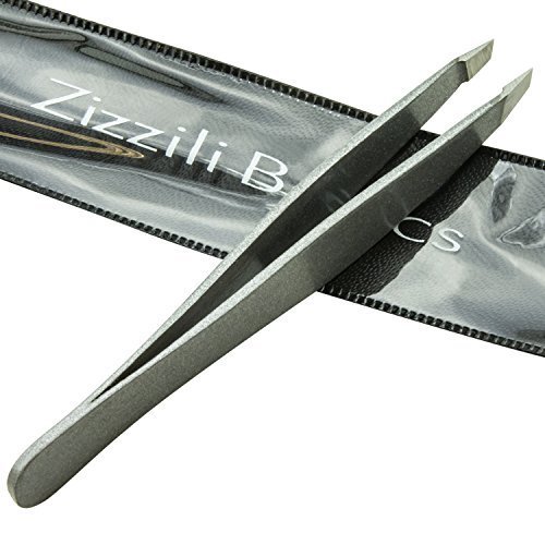 Tweezers Surgical Grade Stainless Steel Slant Tip For Expert Eyebrow Shaping And Facial Hair Removal With Bonus Protective Pouch Best Tool For Men And Women (silver)