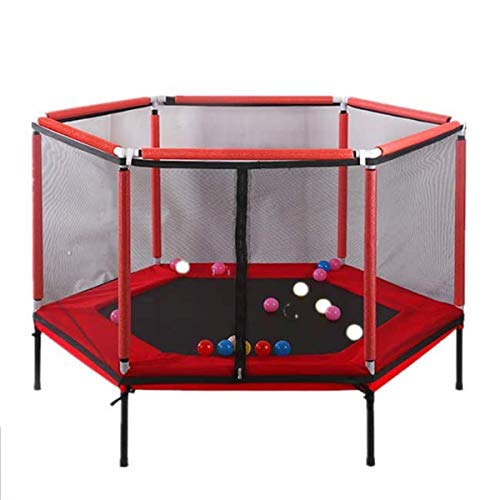Uhruolo Indoor Mini Kids Trampoline, 5ft Hexagon Toddler Trampoline With Safety Enclosure Netting And Foam Guardrail, Provide Complete Protection, Best Gift For Children,red