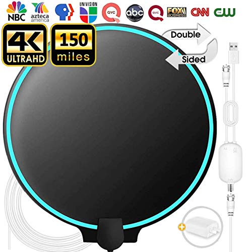 Updated 2020 Best Tv Antenna For Digital Tv Indoor, 90 150miles Amplified Digital Tv Antenna Indoor, Black&white Double Sided 4k Hd Tv Antenna Long Range With Amplifier Signal Booster