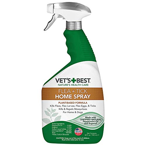Vet's Best Flea And Tick Home Spray | Flea Treatment For Dogs And Home | Flea Killer With Certified Natural Oils | 32 Ounces