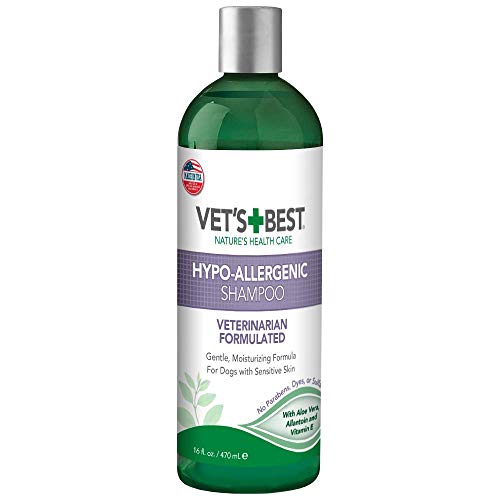 Vet's Best Hypo Allergenic Shampoo For Dogs | Dog Shampoo For Sensitive Skin | Relieves Discomfort From Dry, Itchy Skin | Cleans, Moisturizes, And Conditions Skin And Coat | 16 Ounces