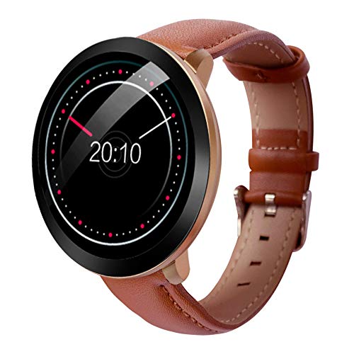 Waterproof Smartwatch Heart Rate Blood Pressure Oxygen Touch Screen Monitor, Bluetooth Fitness Tracker For Fitness Sleep Quality, Best For Couple Women Men Female +elegant Leather Strap (coffee)