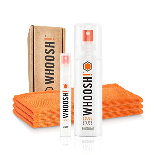 Whoosh! Screen Cleaner Kit – Best For – Smartphones, Ipads, Eyeglasses, Kindle, Led, Lcd & Tvs – Includes 2 Bottles 3.4oz,0.3.oz +3 Premium Cloths Amazon Pack, 3.7 Oz Online Pack (whoosh! Inc)