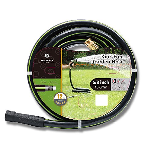 Worth Garden 5/8" X 75' Kink Free Garden Hose Best Water Hose For Household & Professional Durable Commercial Non Kink Use 12 Year Manufacturer Warranty